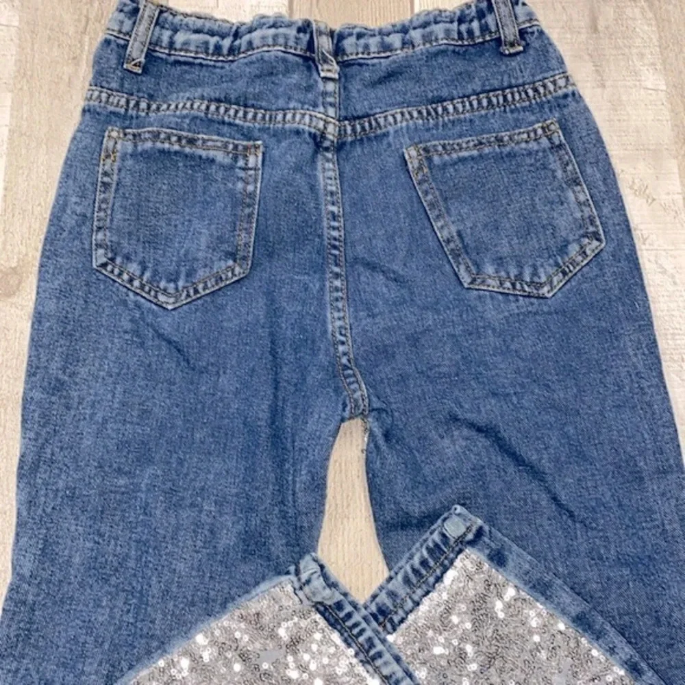 Girls denim sequin jeans size 3XL